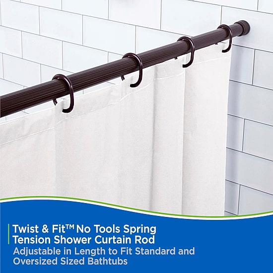Kenney Twist & Fit No Tools 36-63 IN Adjustable Spring Tension Shower Curtain Rod