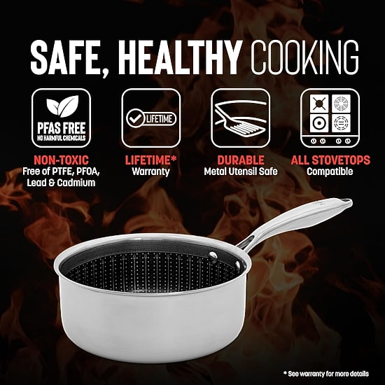 Hell's Kitchen Hybrid Try-Ply Stainless Steel 2.5-qt. Sauce Pan