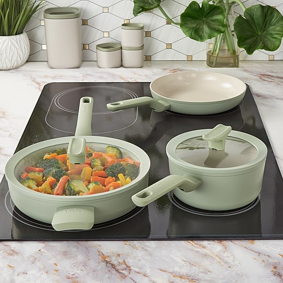 BergHOFF Balance Ceramic 3.1-qt. Saute Pan with Long Handle and Glass Lid