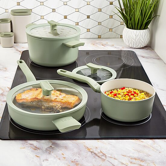 BergHOFF Balance Ceramic 3.1-qt. Saute Pan with Long Handle and Glass Lid