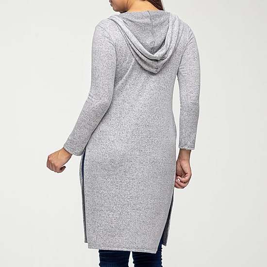 24seven Comfort Apparel Womens Hooded Long Sleeve Open Front Cardigan