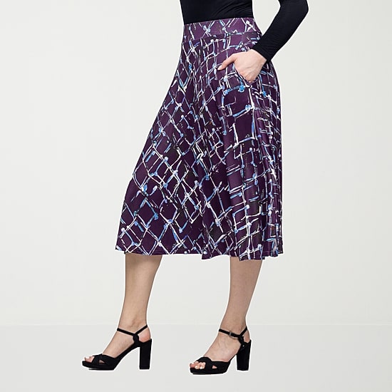 24seven Comfort Apparel Womens Midi A-Line Skirt