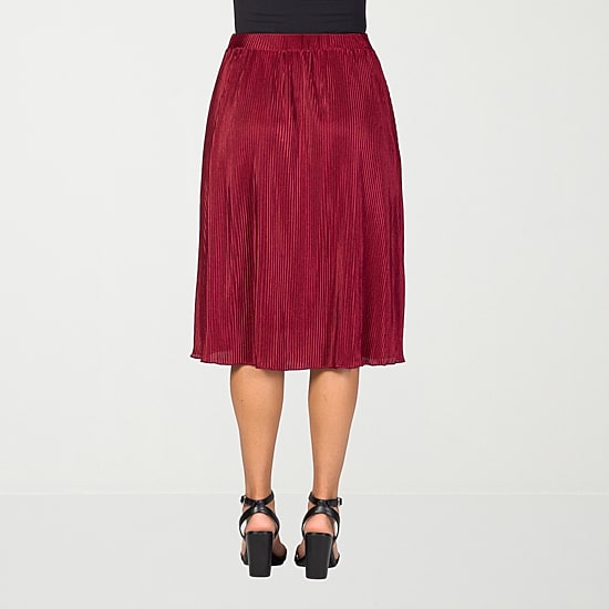 24seven Comfort Apparel Womens Midi Pleated Skirt