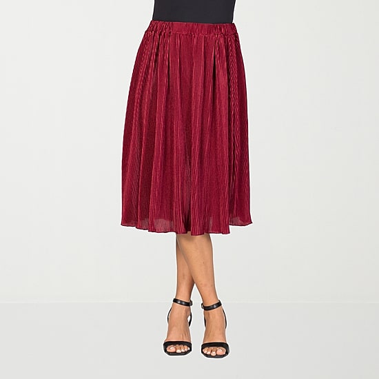 24seven Comfort Apparel Womens Midi Pleated Skirt