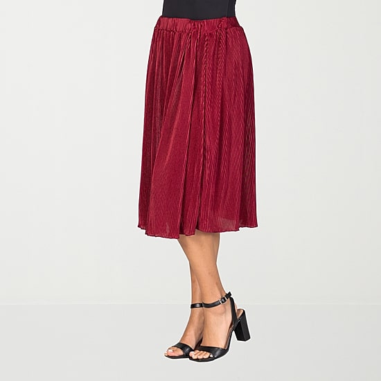 24seven Comfort Apparel Womens Midi Pleated Skirt