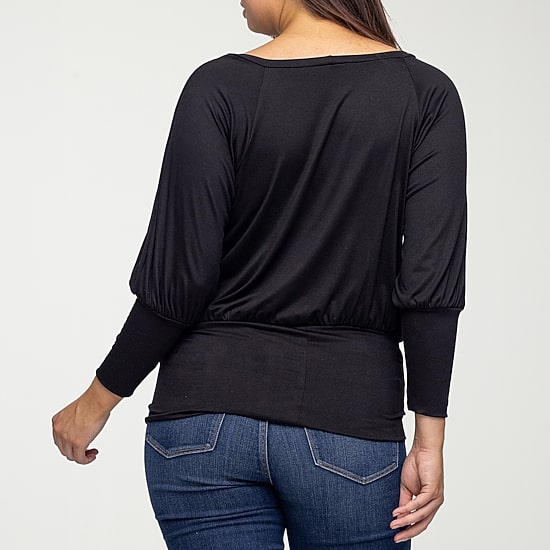 24seven Comfort Apparel Womens Scoop Neck Long Sleeve Blouse