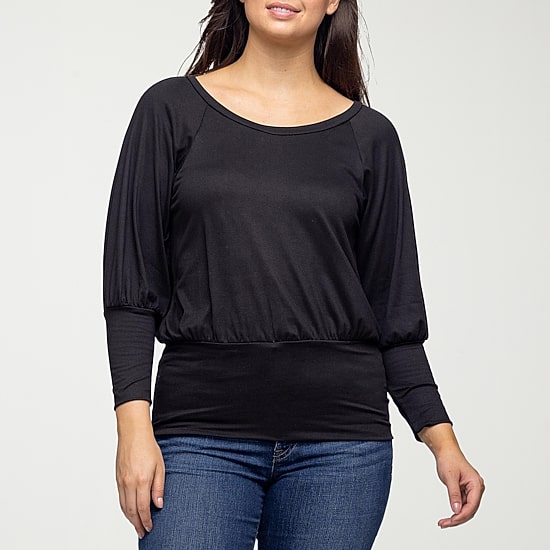 24seven Comfort Apparel Womens Scoop Neck Long Sleeve Blouse