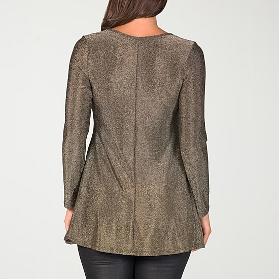 24seven Comfort Apparel Womens Scoop Neck Long Sleeve Blouse