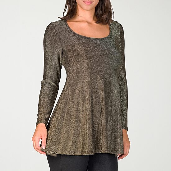 24seven Comfort Apparel Womens Scoop Neck Long Sleeve Blouse