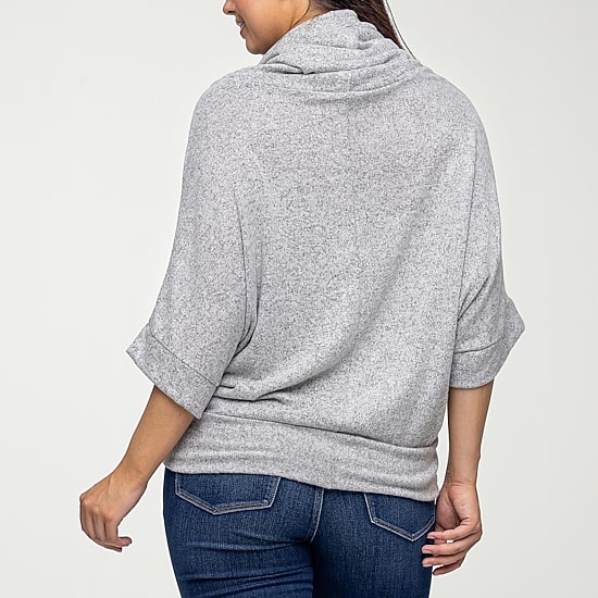 24seven Comfort Apparel Womens Cowl Neck Long Sleeve Blouse