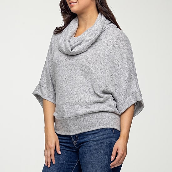 24seven Comfort Apparel Womens Cowl Neck Long Sleeve Blouse
