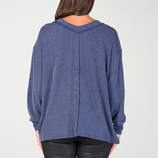 24seven Comfort Apparel Womens V Neck Long Sleeve Blouse