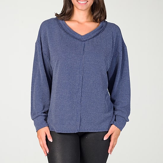 24seven Comfort Apparel Womens V Neck Long Sleeve Blouse