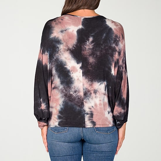 24seven Comfort Apparel Womens Scoop Neck Long Sleeve Blouse