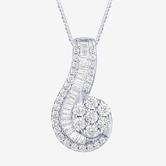 Diamond Blossom (G / Si2) Womens 2 CT. T.W. Lab Grown White Diamond 10K Gold 18 Inch Pendant Necklace