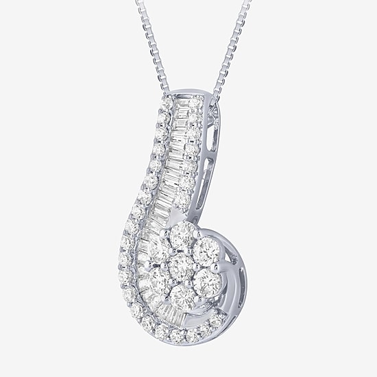 Diamond Blossom (G / Si2) Womens 2 CT. T.W. Lab Grown White Diamond 10K Gold 18 Inch Pendant Necklace