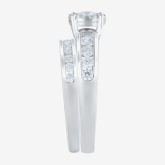 Round 1 CT.T.W. Natural Diamond Side Stone Bridal Set in 10K or 14K Gold