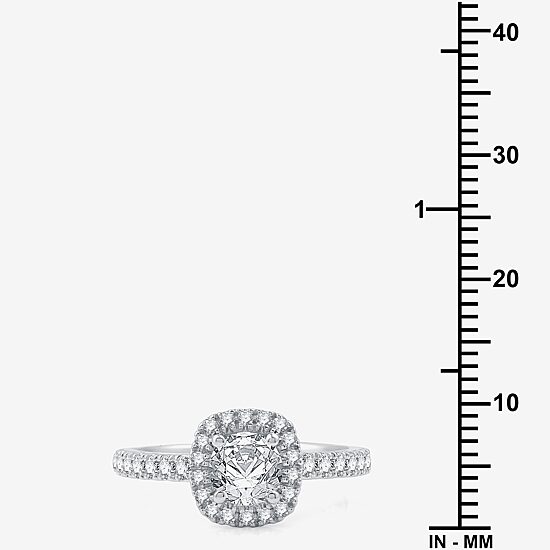 I Said Yes (G / Si1-Si2) Womens 1 1/2 CT. T.W. Lab Grown White Diamond Sterling Silver Cushion Side Stone Halo Bridal Set