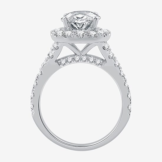 Signature By Modern Bride (G / Si1-Si2) Womens 5 CT. T.W. Lab Grown White Diamond 14K Gold Oval Side Stone Halo Bridal Set