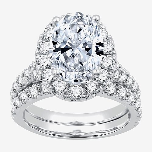 Modern Bride Signature By  (g / Si1-si2) Womens 5 Ct. T.w. Lab Grown White Diamond 14k Gold Oval Side