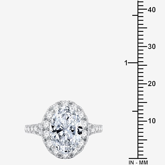 Signature By Modern Bride (G / Si1-Si2) Womens 5 CT. T.W. Lab Grown White Diamond 14K Gold Oval Side Stone Halo Bridal Set