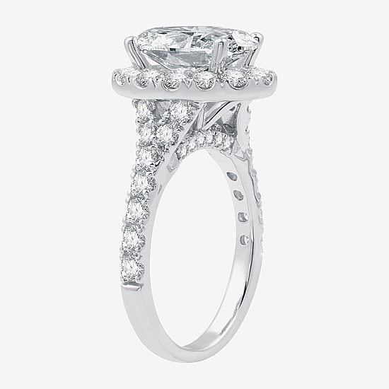 Signature By Modern Bride (G / Si1-Si2) Womens 5 CT. T.W. Lab Grown White Diamond 14K Gold Oval Side Stone Halo Bridal Set