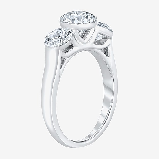 Floating Diamonds (F / Vs2) Womens 3 CT. T.W. Lab Grown White Diamond 14K Gold 3-Stone Engagement Ring