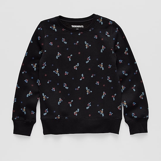 Thereabouts Little & Big Kid Girls Round Neck Fleece Long Sleeve Sweatshirt