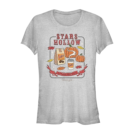 Gilmore Girls Stars Hallow Autumn Tee Womens Juniors Crew Neck Short Sleeve Classic Fit Graphic T-Shirt