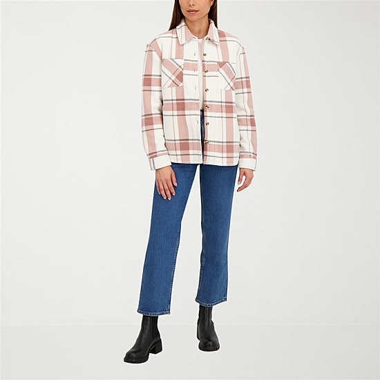 Hfx Womens Faux Fur Lightweight Shirt Jacket