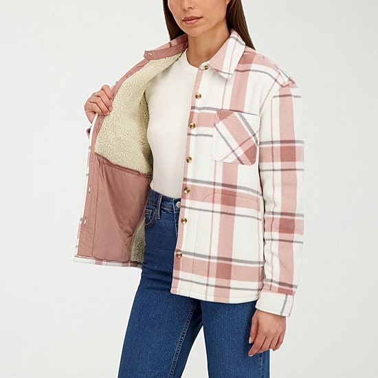 Hfx Womens Faux Fur Lightweight Shirt Jacket