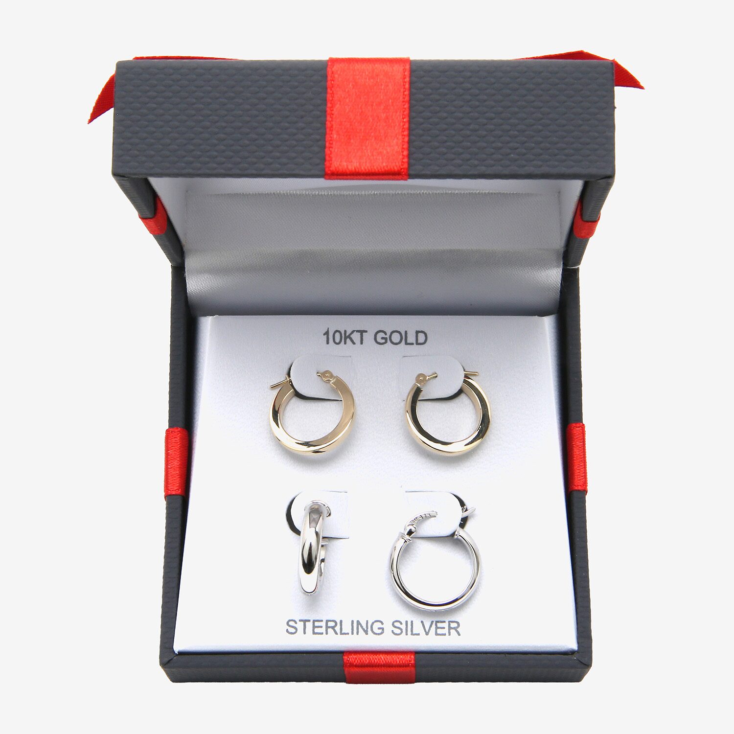 Womens 10K Gold Sterling Silver Oval Round 2 Pair Earring Set