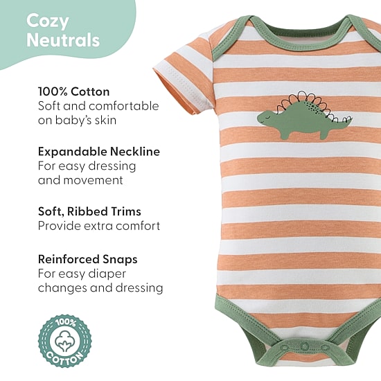 The Peanutshell Baby Boys Round Neck Short Sleeve 4-pc. Bodysuit