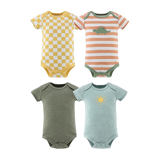 The Peanutshell Baby Boys Round Neck Short Sleeve 4-pc. Bodysuit