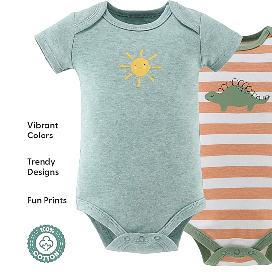 The Peanutshell Baby Boys Round Neck Short Sleeve 4-pc. Bodysuit