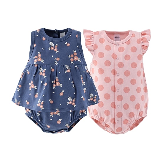 The Peanutshell Baby Girls Sleeveless Floral 2-pc. Romper