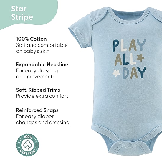 The Peanutshell Baby Boys Round Neck Short Sleeve 4-pc. Bodysuit