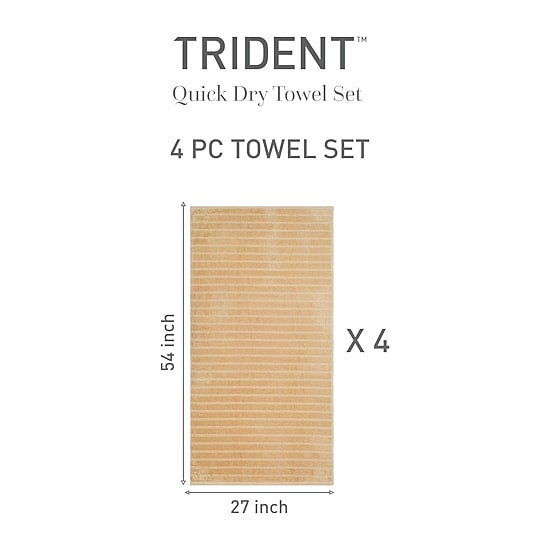 Trident 100% Cotton Soft And Absorbent 4-pc. Quick Dry Bath Towel