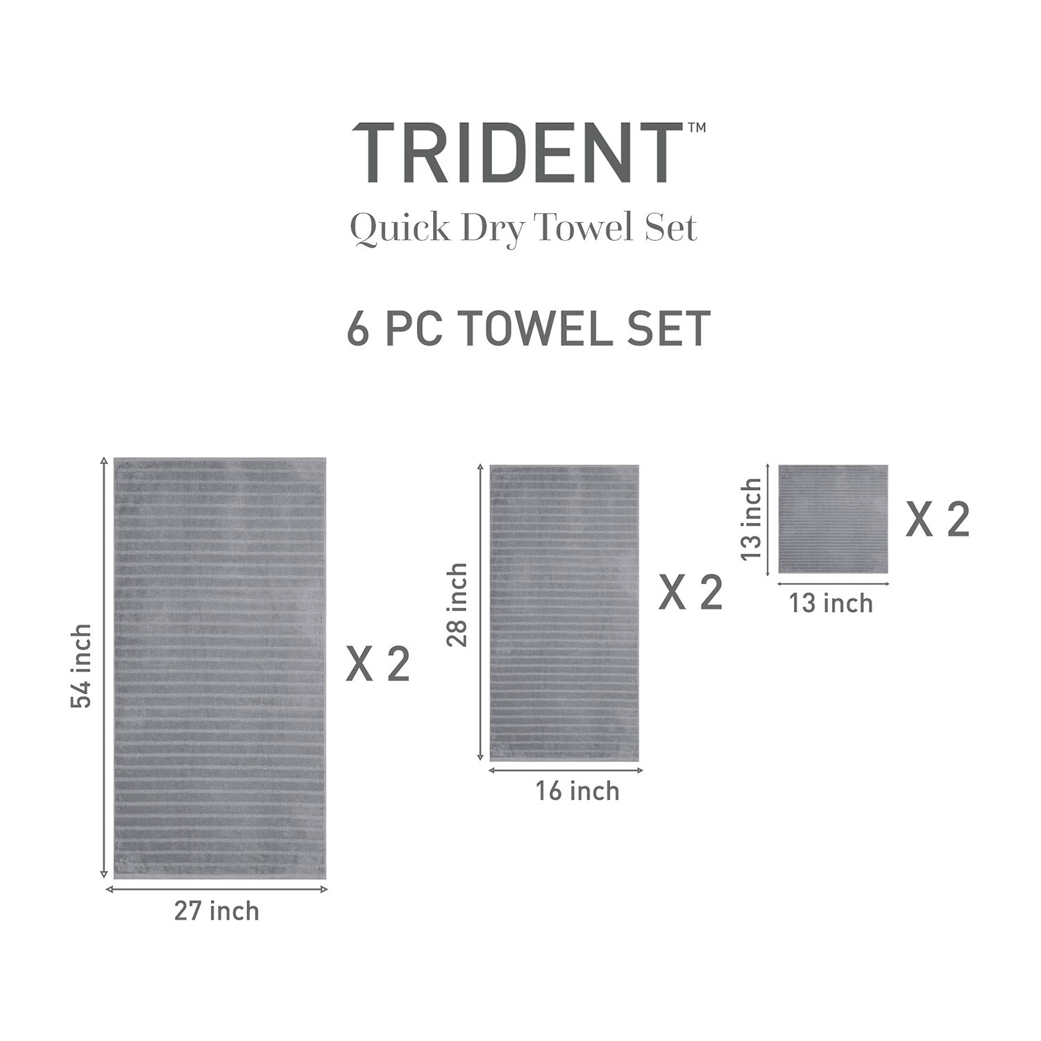 Trident 100% Cotton Soft And Absorbent 6-pc. Quick Dry Bath Towel Set