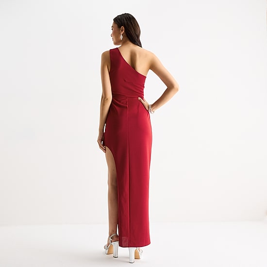 by&by Womens Juniors Asymmetrical Neck Sleeveless One Shoulder Bodycon Dress