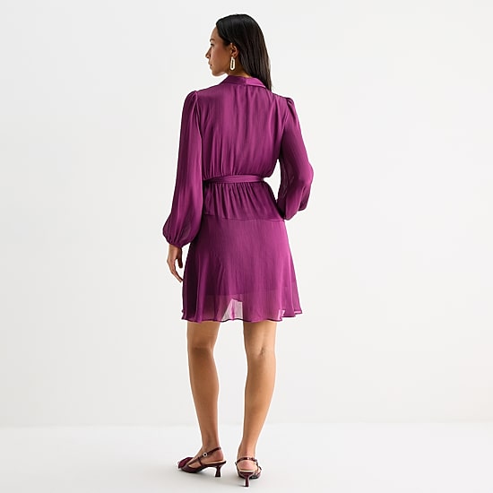 Melonie T Womens Long Sleeve Wrap Dress