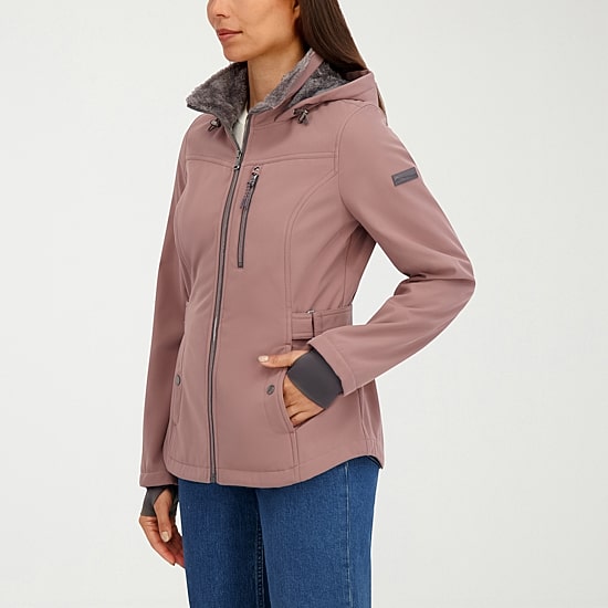 Hfx Womens Faux Fur Water Resistant Midweight Softshell Jacket