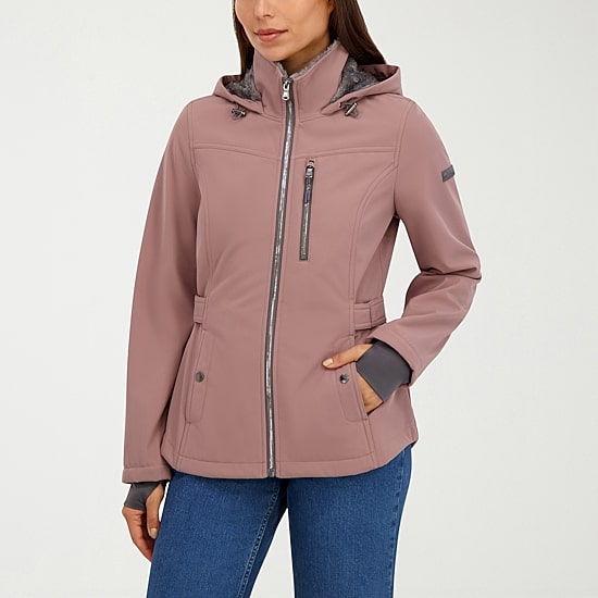 Hfx Womens Faux Fur Water Resistant Midweight Softshell Jacket