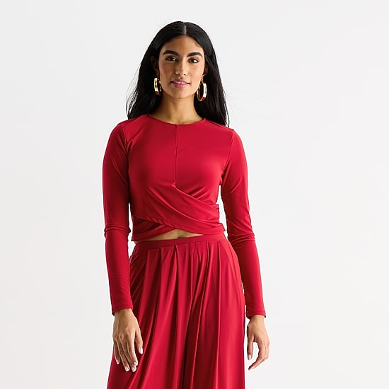 Bold Elements Womens Crew Neck Long Sleeve Blouse