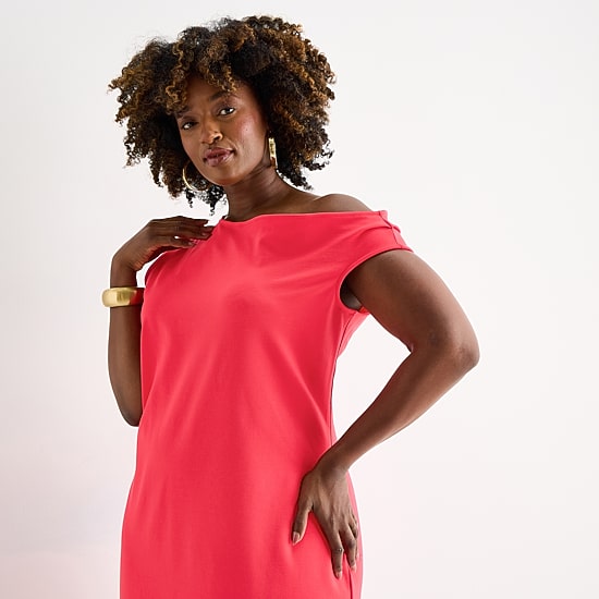 Bold Elements Womens Plus Midi Asymmetrical Neck Short Sleeve One Shoulder Bodycon Dress