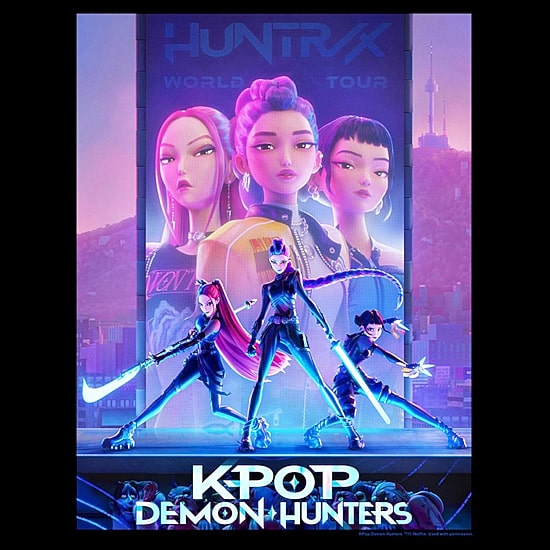 Womens Juniors Crew Neck Long Sleeve KPOP Demon Hunters Sweatshirt