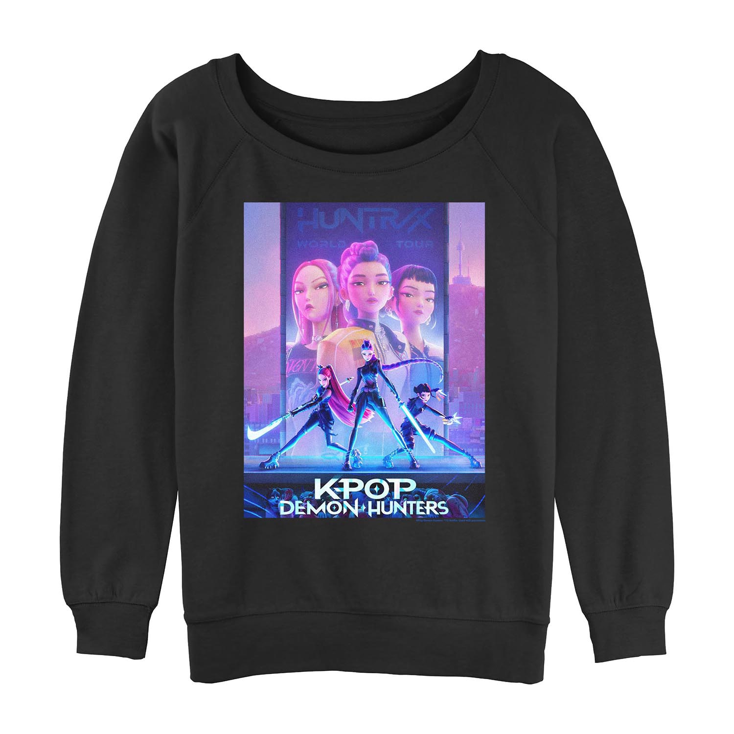 Womens Juniors Crew Neck Long Sleeve KPOP Demon Hunters Sweatshirt