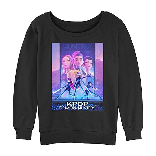 Novelty T-shirts Womens Juniors Crew Neck Long Sleeve Kpop Demon Hunters Sweatshirt In Black