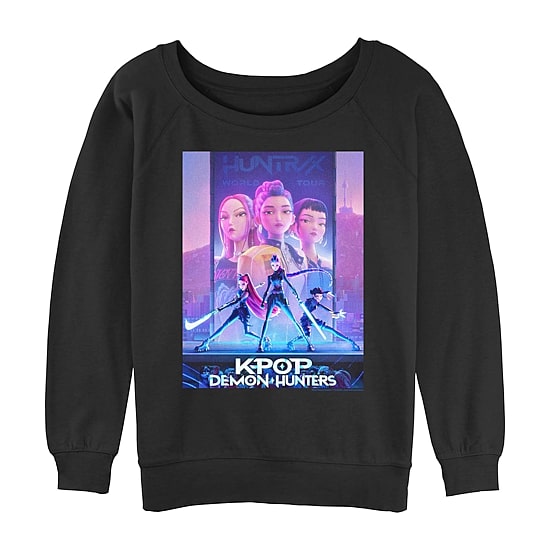 Womens Juniors Crew Neck Long Sleeve KPOP Demon Hunters Sweatshirt