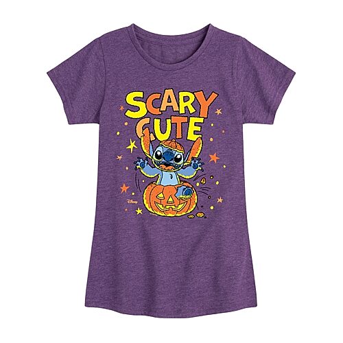 Disney Collection Girls Round Neck Short Sleeve Regular Fit Graphic T-Shirt, X-large, Purple